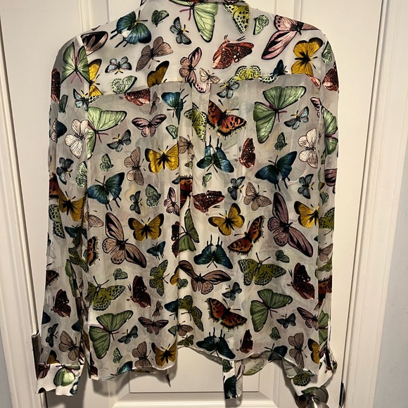 Alice + Olivia Eloise Butterfly Button Down Blouse - Multicolor - Picture 4 of 5
